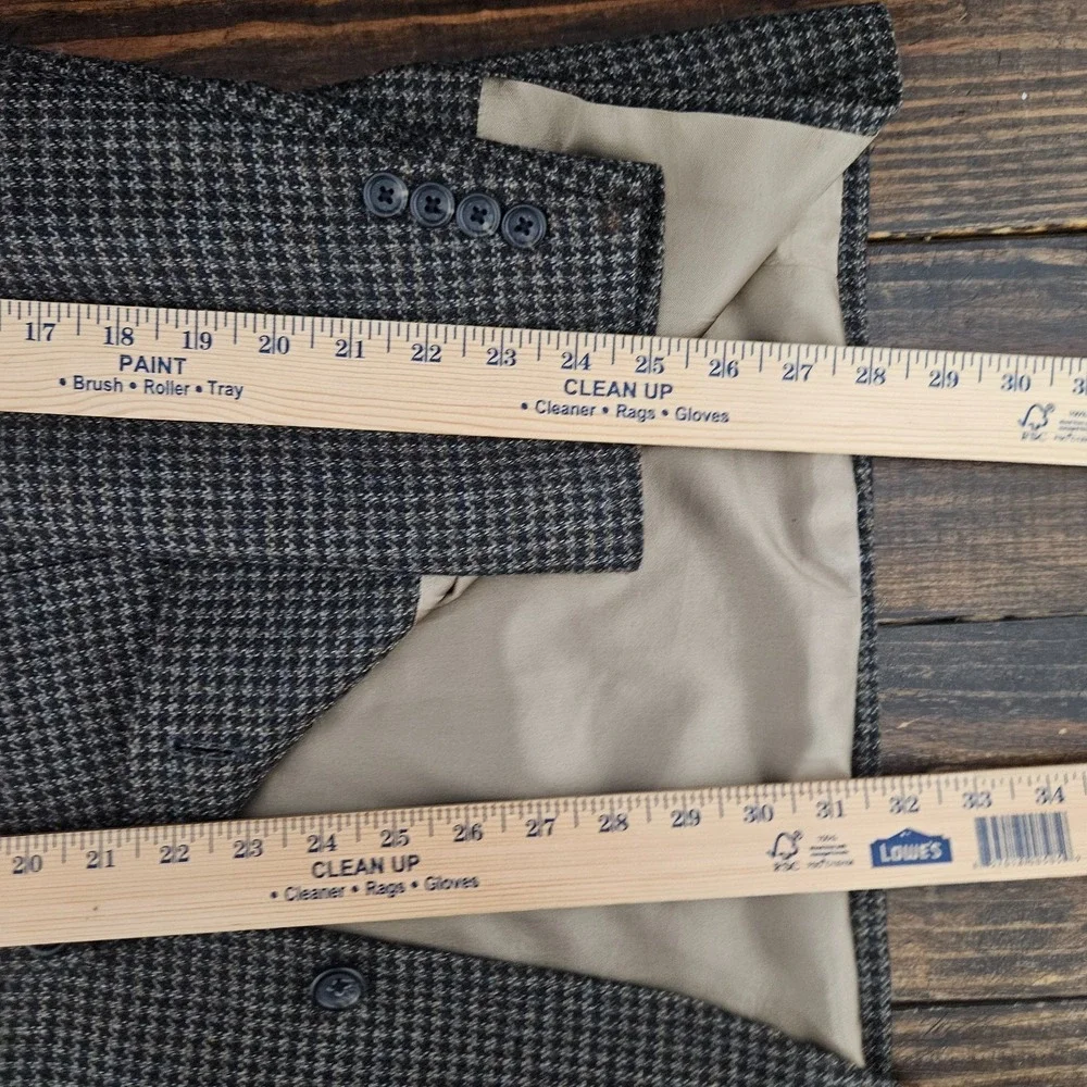 VTG RBM Men's Sport Coat Blazer Three Button Brown Houndstooth Lambs Wool 42R